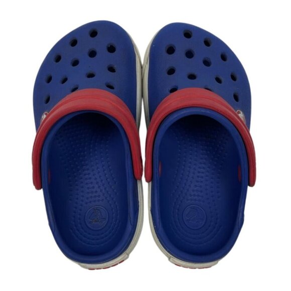 Crocs Kids Crocband II Clogs, Children's Size 7/8 Blue and Red - Picture 1 of 9